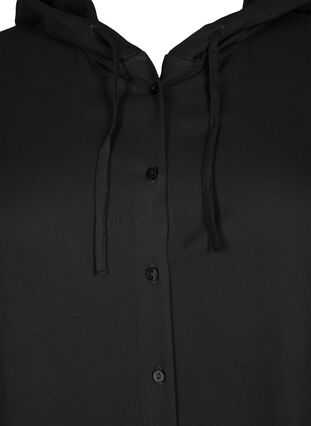 Shirt dress in viscose with hood and 3/4 sleeves, Black, Packshot image number 2