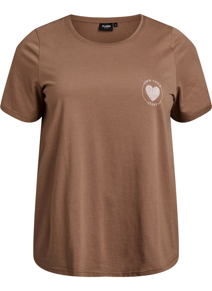 FLASH - T-shirt with print, Brown, Packshot image number 0