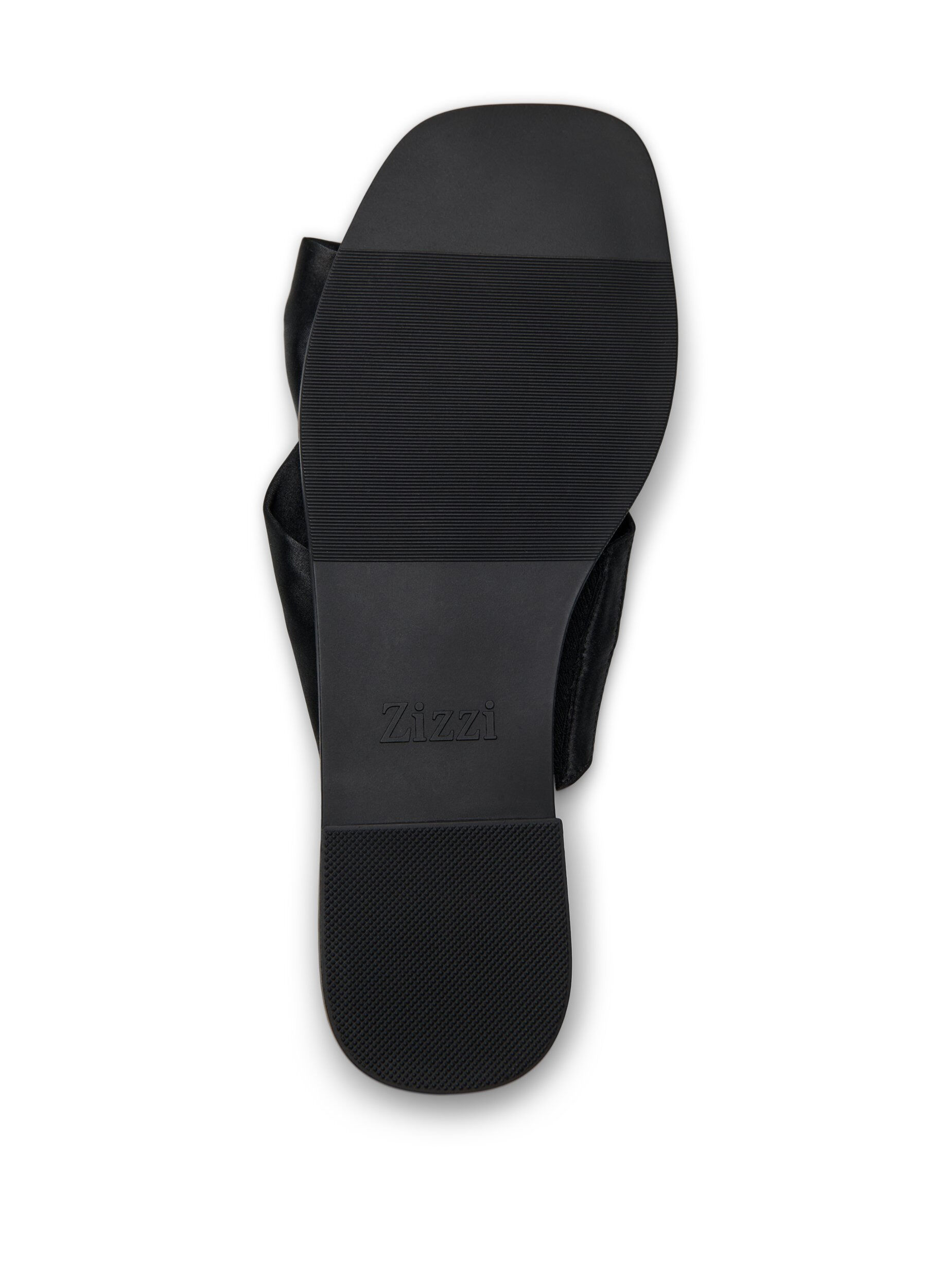Zizzifashion Flat sandals with crossed satin straps, Black, Packshot image number 4