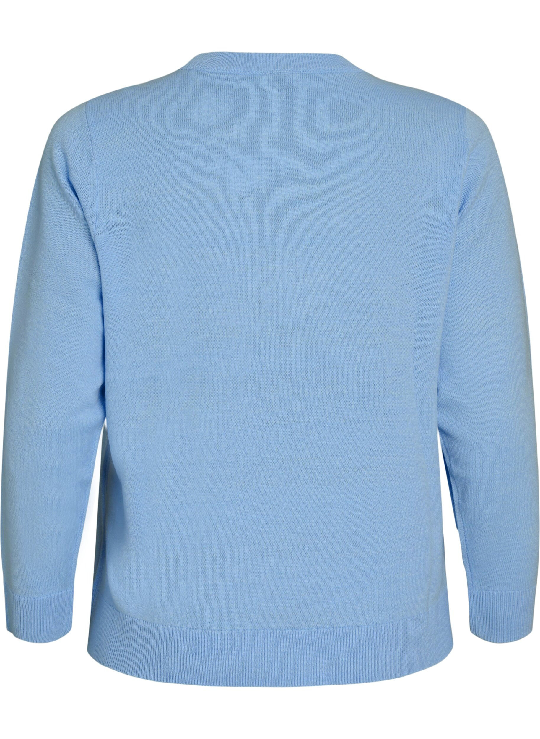 ZizzifashionKnitted blouse with a Christmas motif, Light Blue, Packshot image number 1