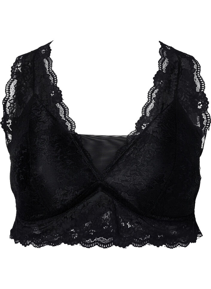 Bra with lace and soft padding, Black, Packshot image number 0