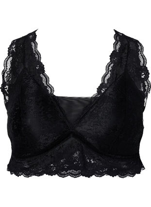 Bra with lace and soft padding, Black, Packshot image number 0