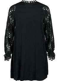 Viscose dress with crochet sleeves