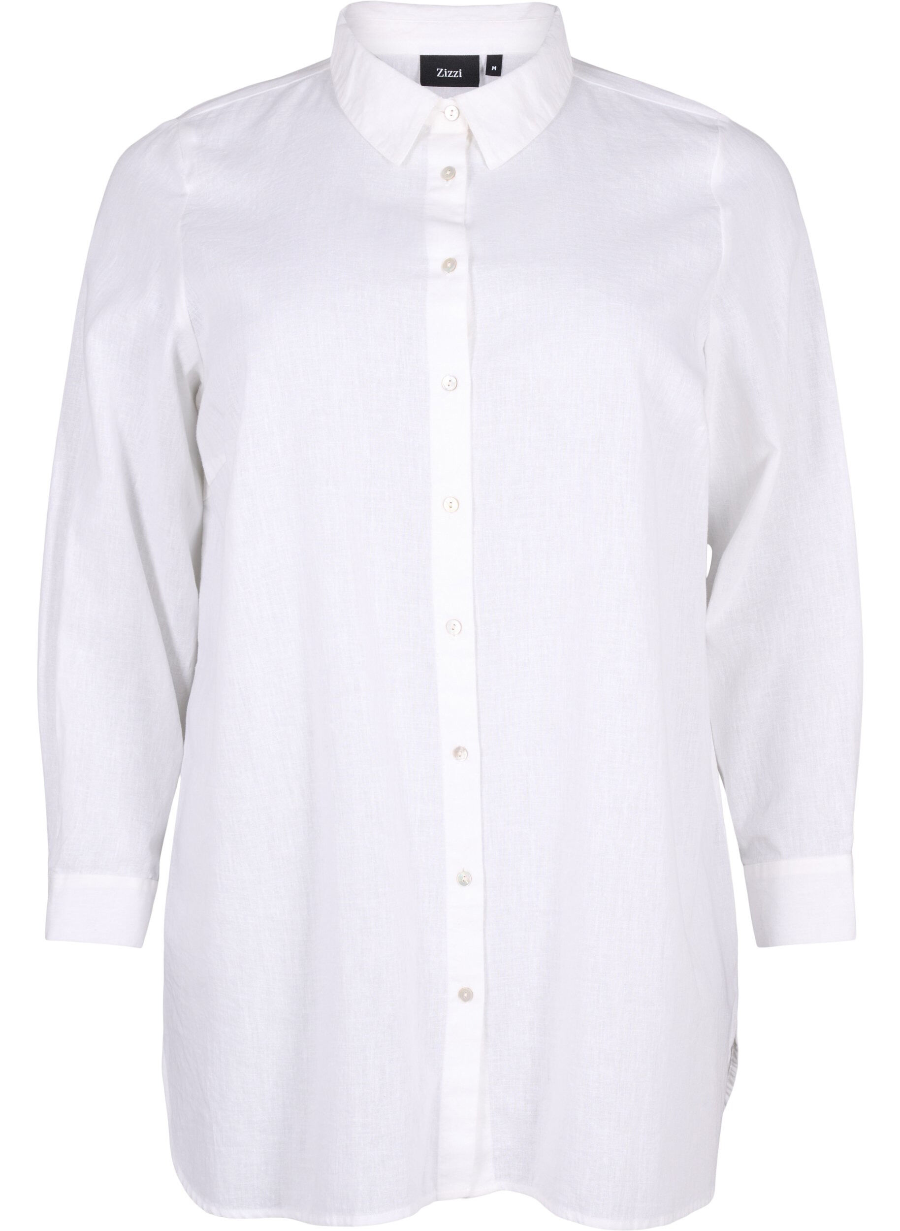 Zizzifashion Long shirt in linen and cotton, Bright White, Packshot image number 0