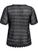 Lace blouse with short sleeves and scalloped hem, Black, Packshot image number 1