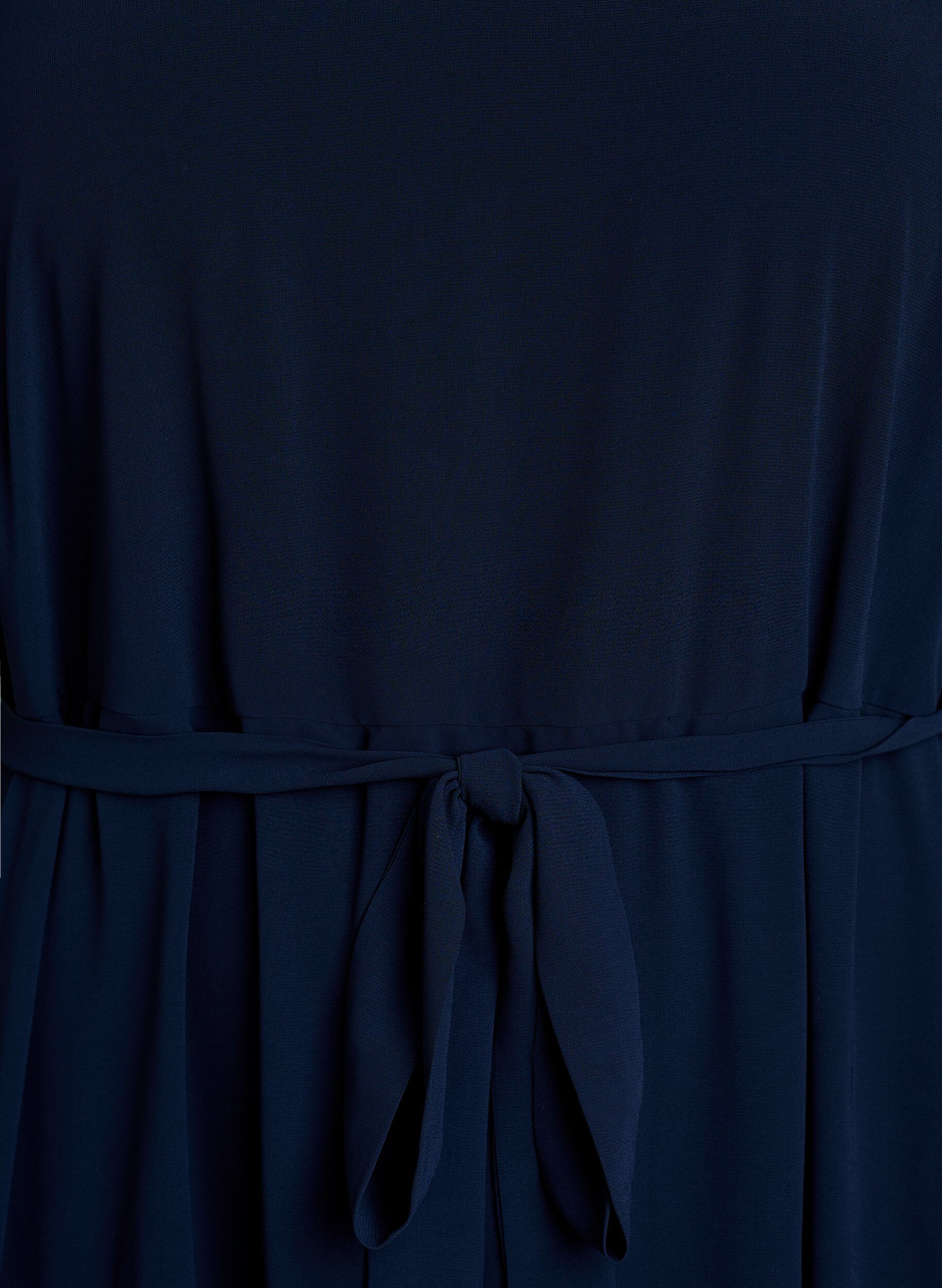 ZizzifashionChiffon maxi dress with a V-neck and ruffle hem, Blue, Packshot image number 2