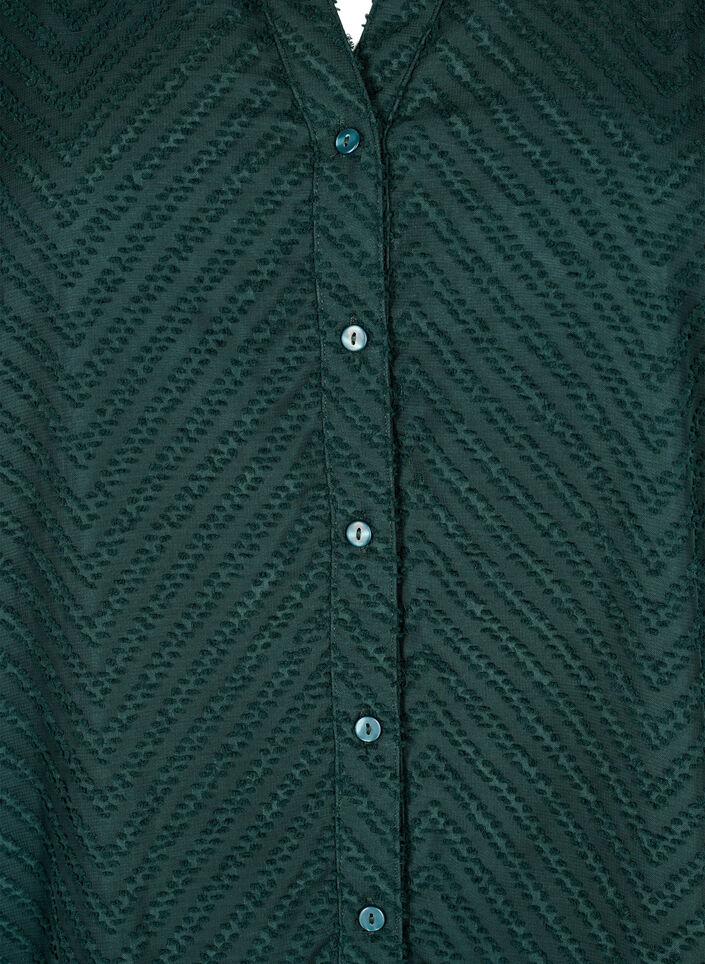 Shirt with texture and a ruffled collar, Green, Packshot image number 2