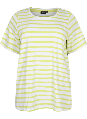 Striped cotton t-shirt, Wild Lime Stripes, Packshot image number 0