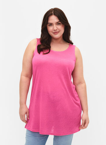 Top with structure and round neckline, Shocking Pink, Model image number 0