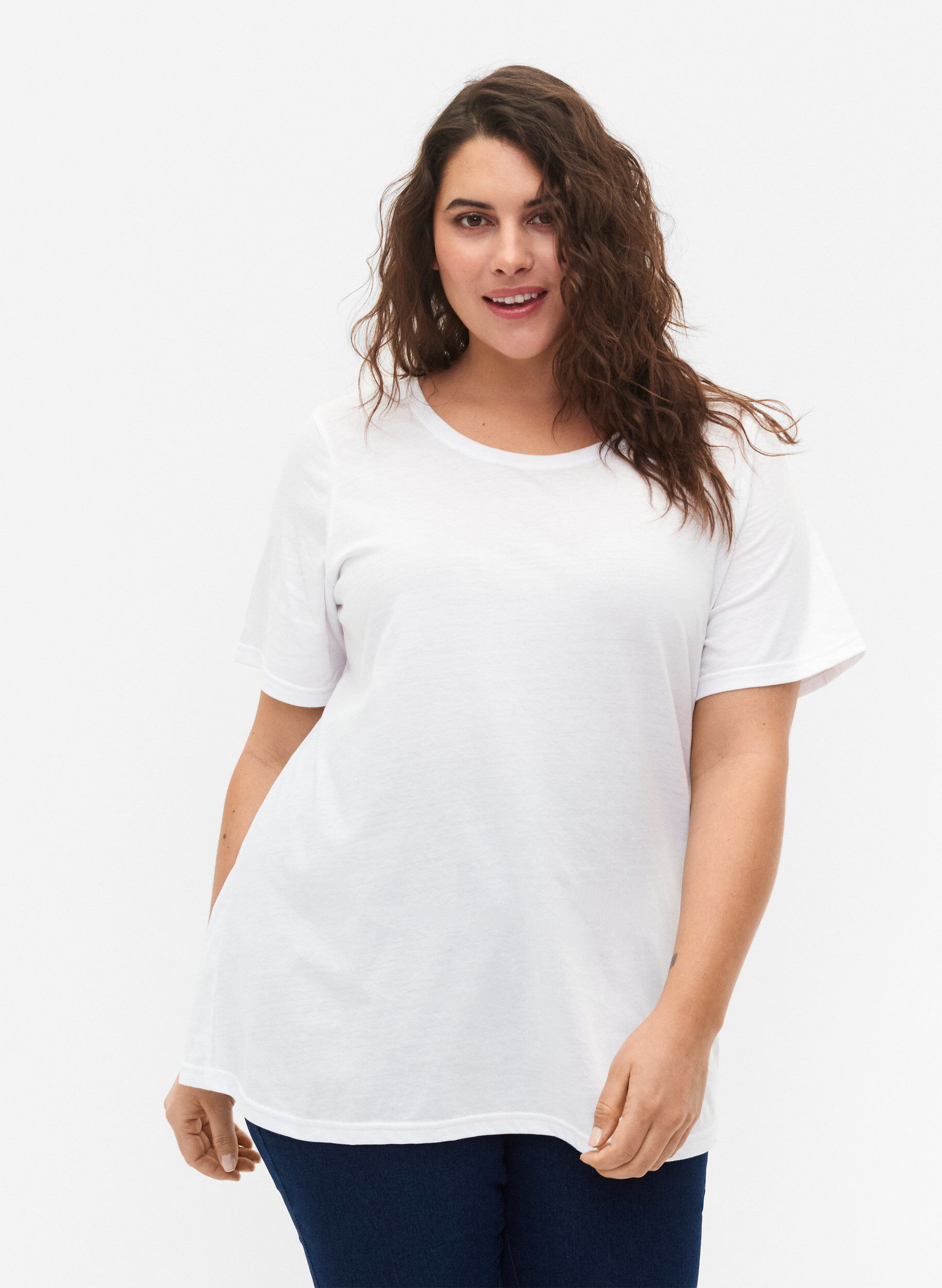 Zizzifashion FLASH - 2-pack round neck t-shirts, White/Black, Model image number 0