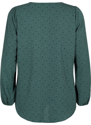 Shirt blouse with v-neck and print, Scarab Graphic AOP, Packshot image number 1