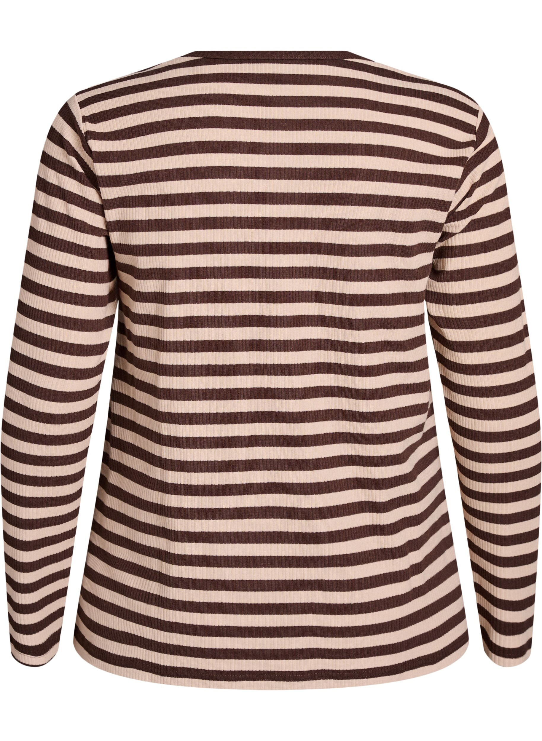 Zizzifashion Striped blouse with long sleeves, Brown, Packshot image number 1