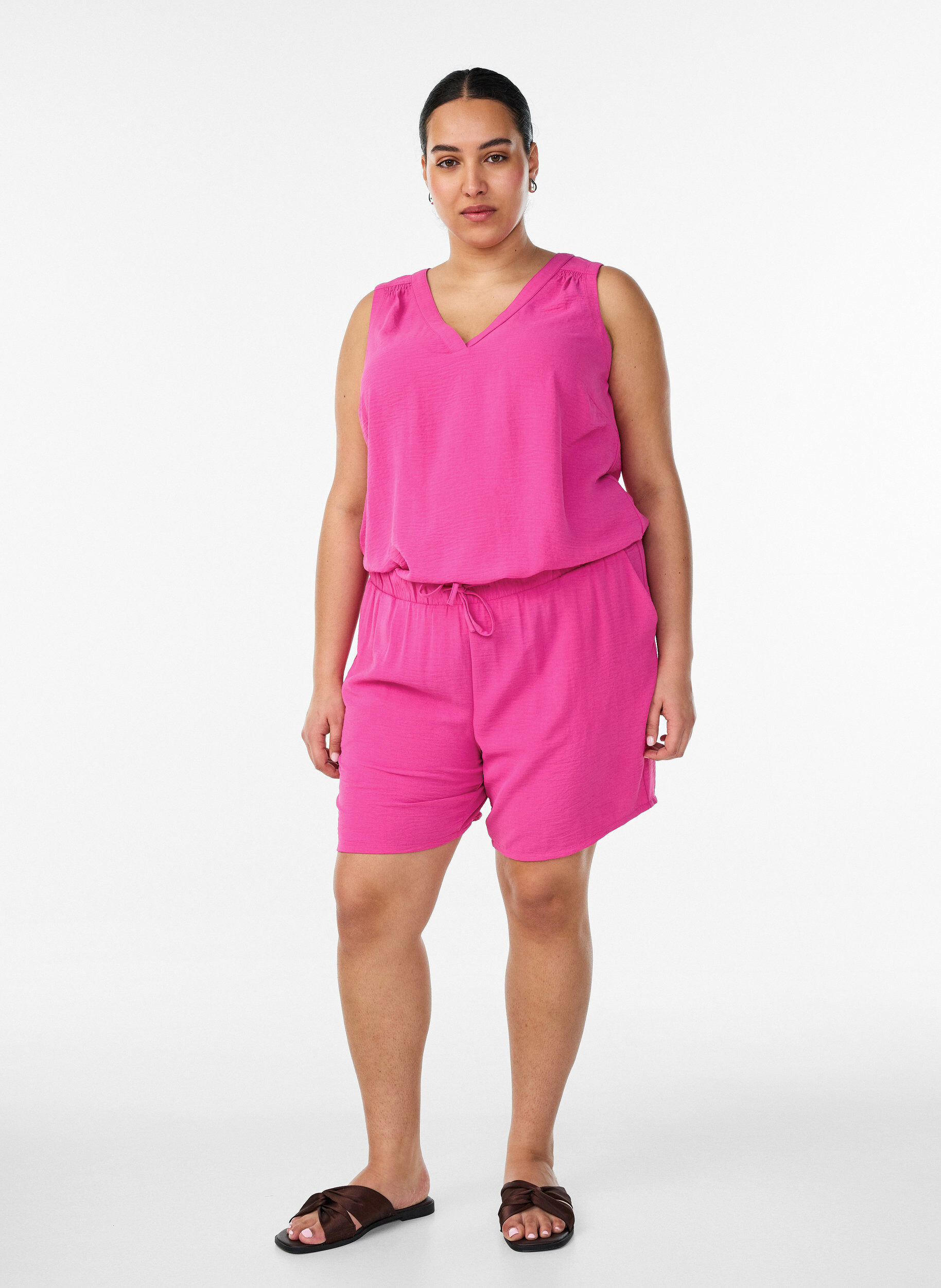 ZizzifashionShorts with pockets and elastic waistband, Rose, Model image number 1