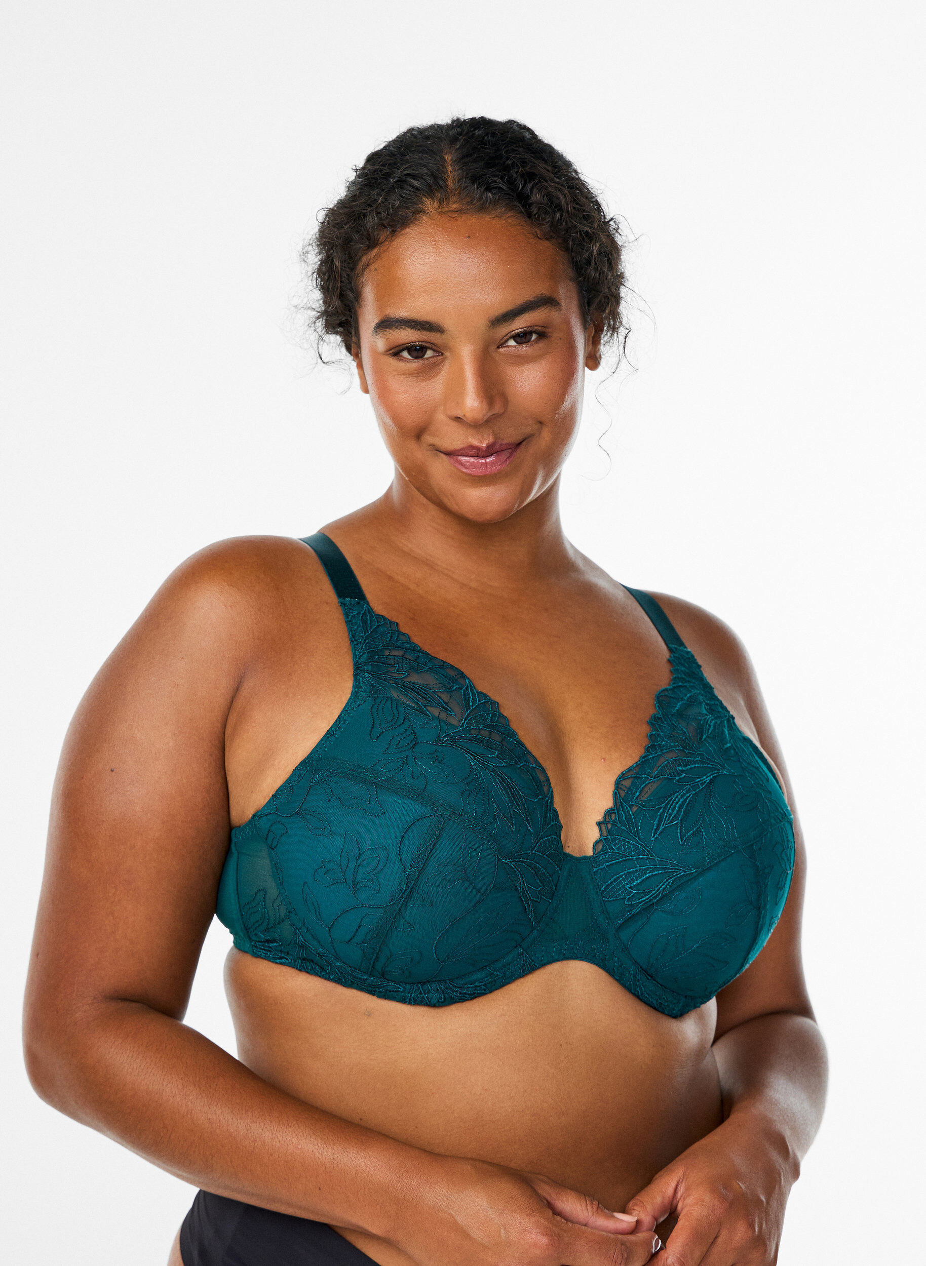 ZizzifashionPadded lace bra with underwire, Green, Model image number 0