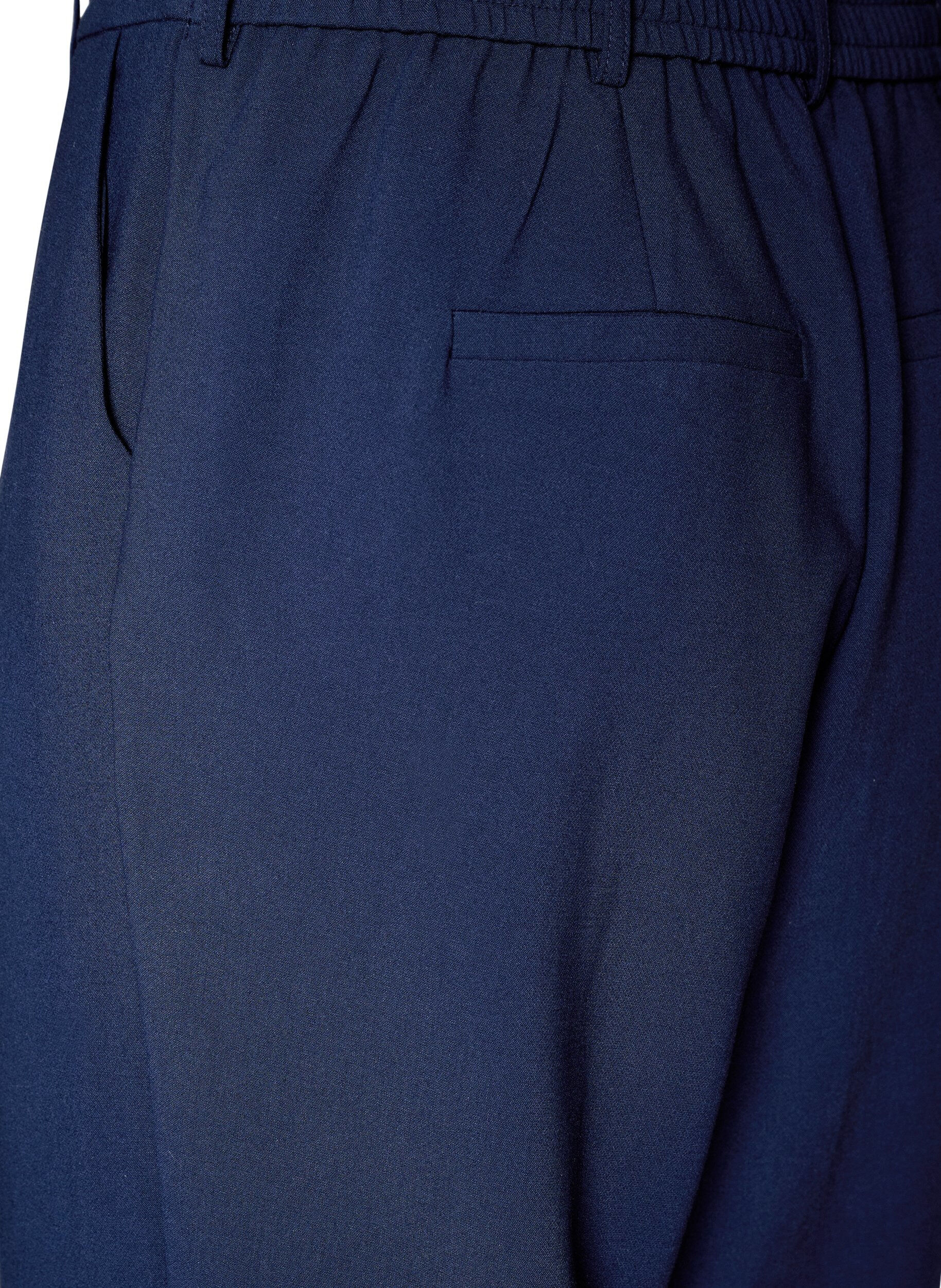 Zizzifashion Tailored trousers with a high waist and straight fit, Blue, Packshot image number 3