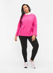 Viscose blend pullover with side slit	, Raspberry Rose, Model image number 2
