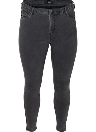Cropped Amy jeans with a zip, Grey Denim, Packshot image number 0