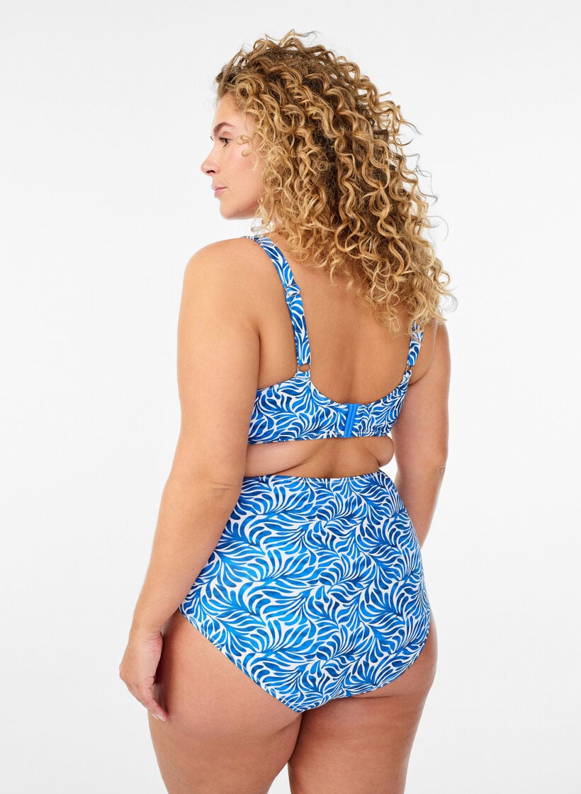 Bikini briefs with print and a high waist, Blue, Model image number 1