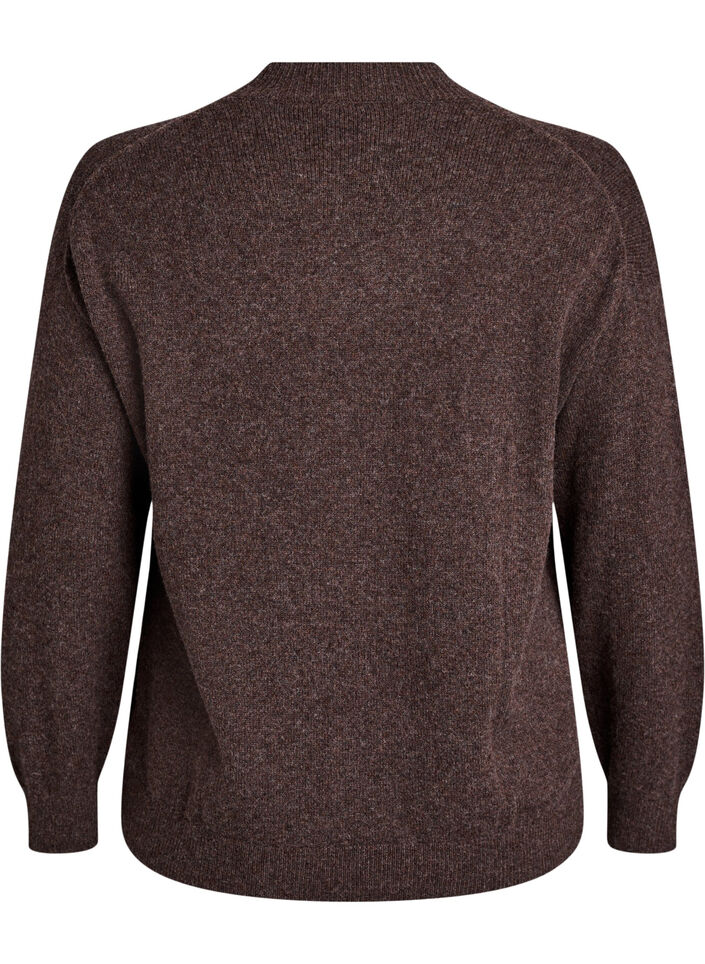 Knitted blouse with organic cotton and merino wool, Brown, Packshot image number 1