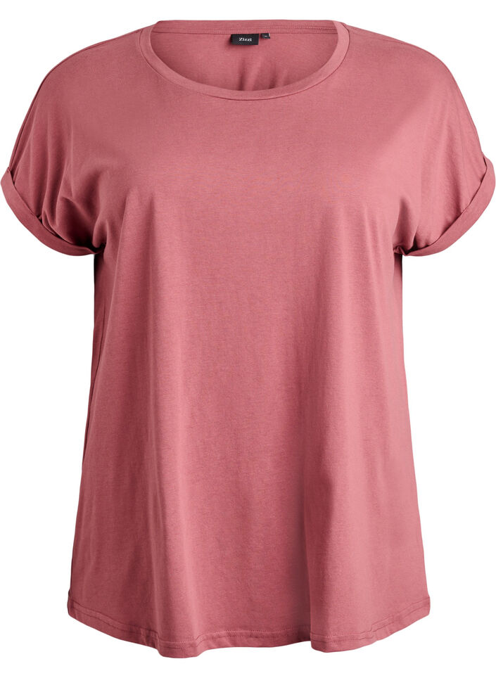 Short-sleeved t-shirt in a cotton blend, Rose, Packshot image number 0