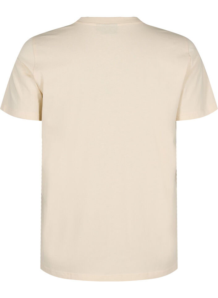 Cotton T-shirt with print, Beige, Packshot image number 1