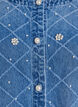 Denim shirt with destroyed pattern and pearl details, Light Blue, Packshot image number 2