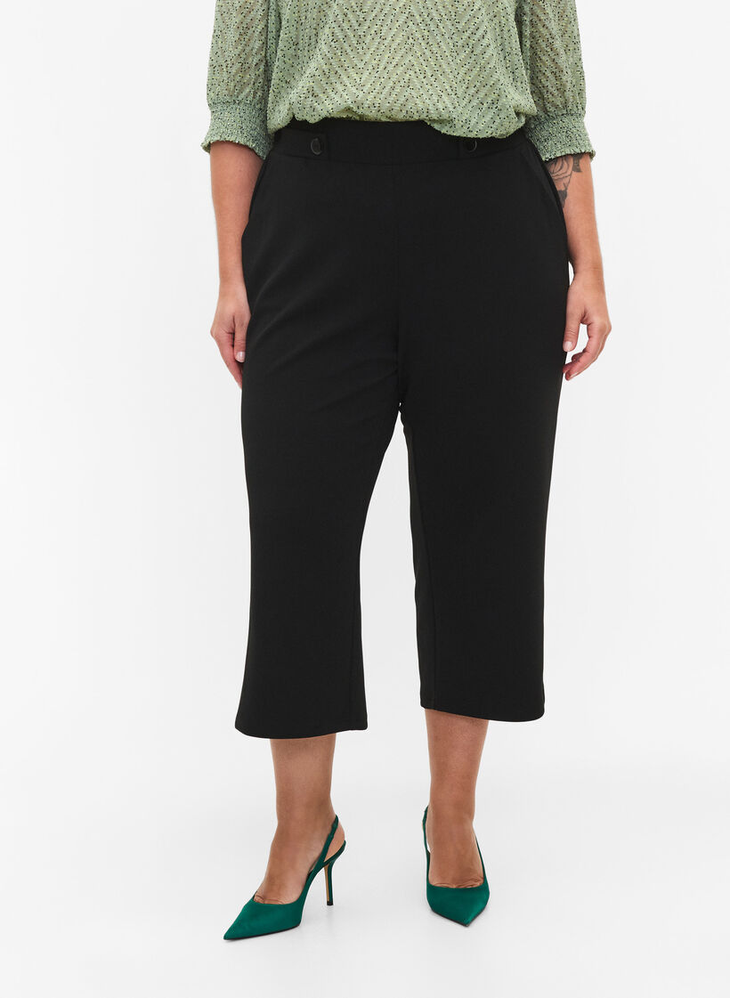 Ankle length trousers with loose fit, Black, Model image number 3