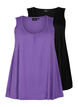 2-pack top in cotton blend, Deep Lavender/Black, Packshot image number 0