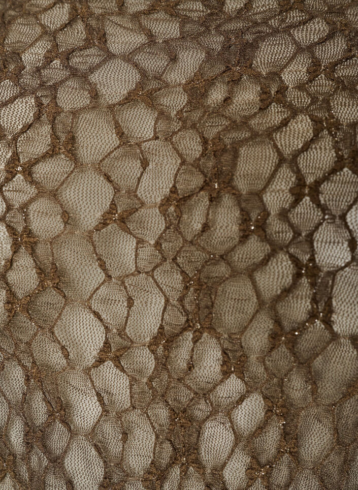 Mesh blouse with pattern and glitter thread, Brown, Packshot image number 2
