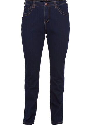 Slim fit Vilma jeans with a high waist, Dk blue rinse, Packshot image number 0