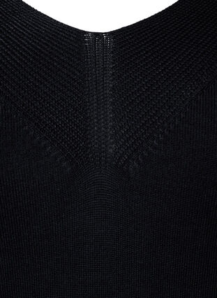 Viscose knitted top with v-neckline, Black, Packshot image number 2