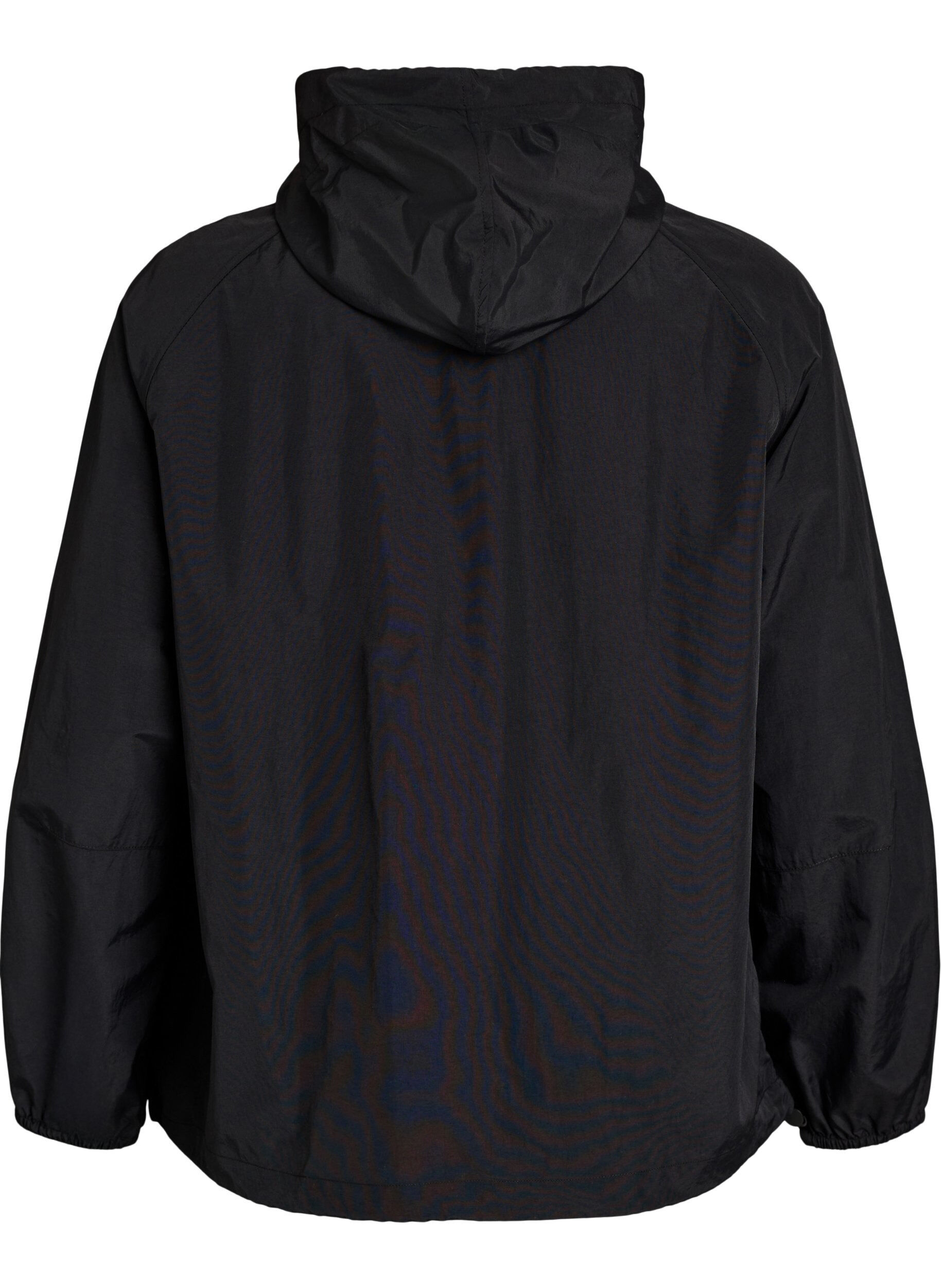 Zizzifashion Lightweight hooded jacket with pockets, Black, Packshot image number 1