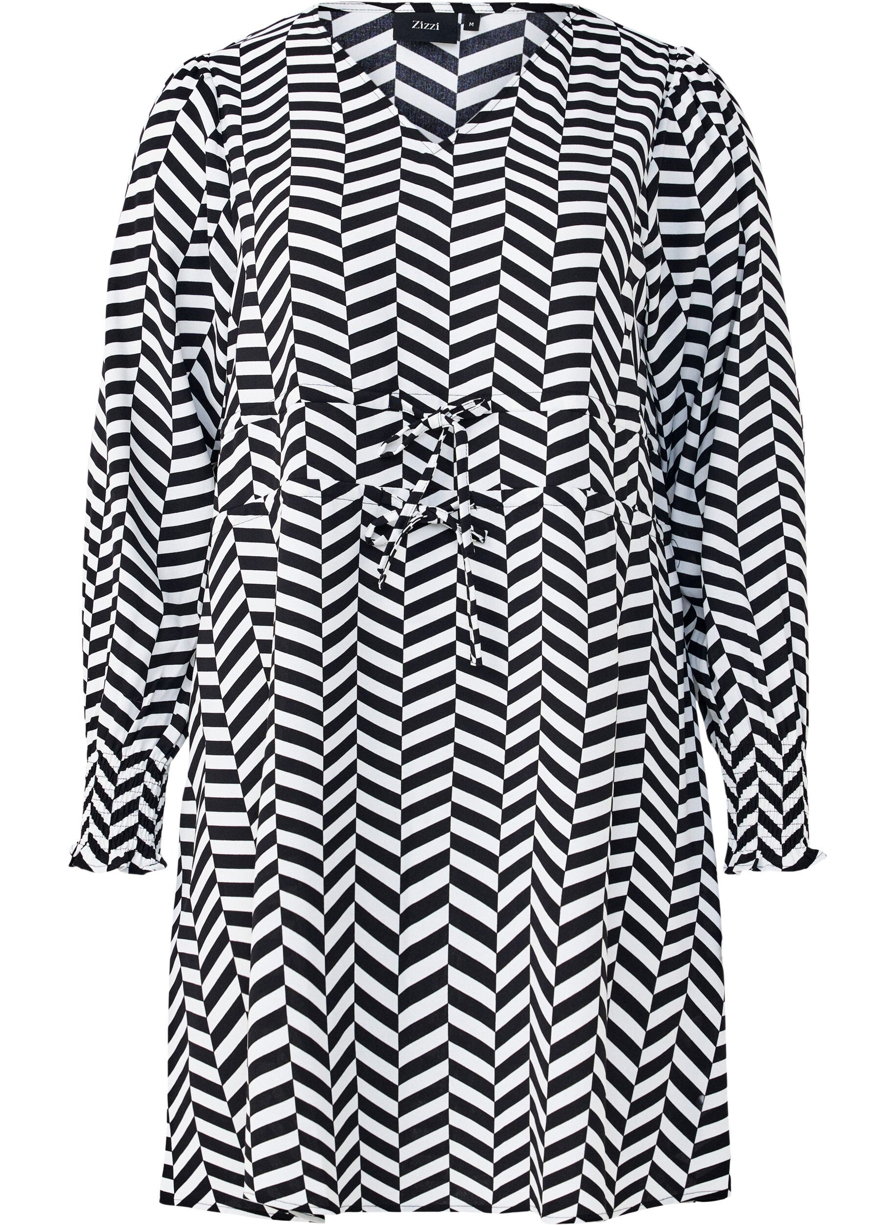 Zizzifashion Dress with tie belts at the waist, Black, Packshot image number 0