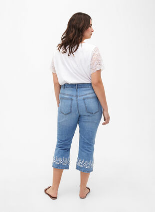 High-waisted Amy knickers with embroidery, Light blue denim, Model image number 1