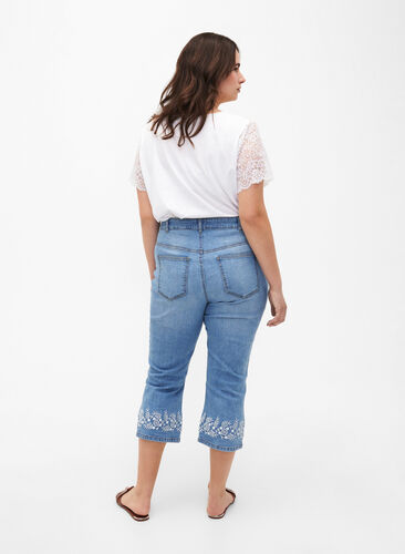 High-waisted Amy knickers with embroidery, Light blue denim, Model image number 1