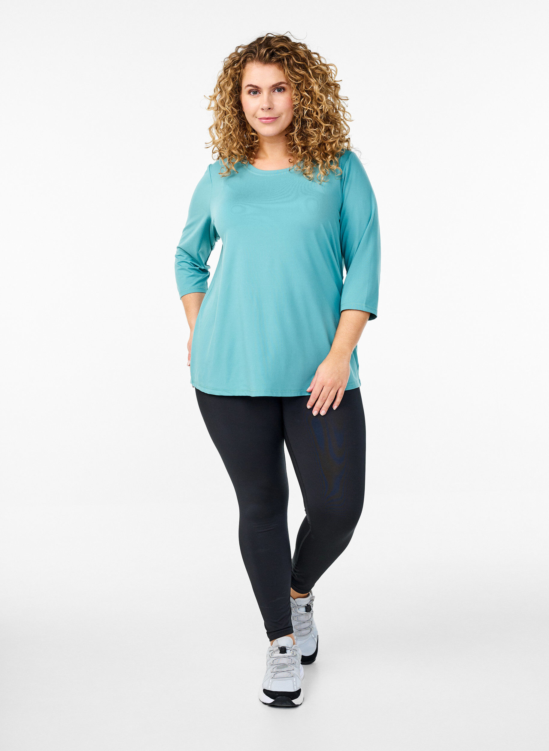 ZizzifashionWorkout top with 3/4 sleeves, Blue, Model image number 1