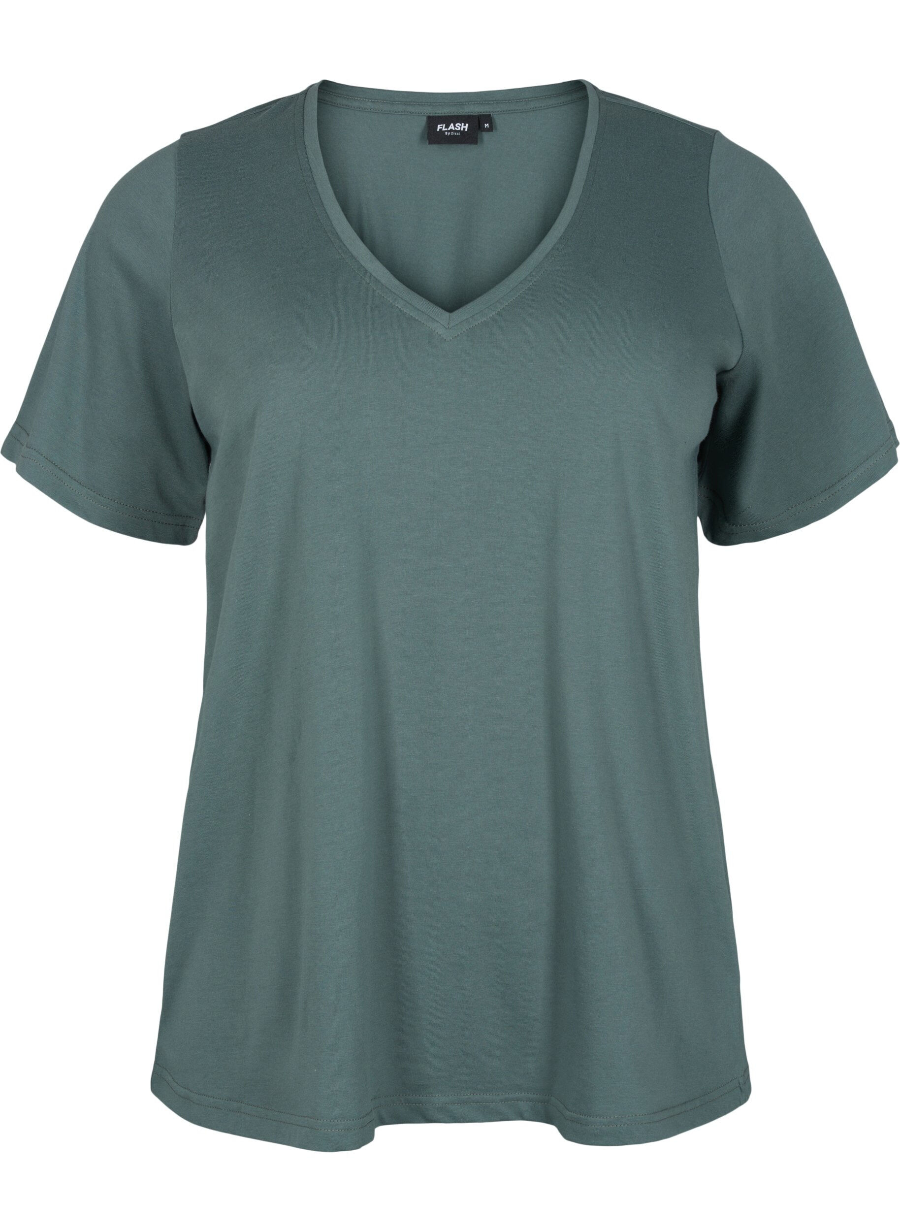 Zizzifashion FLASH - T-shirt with v-neck, Balsam Green, Packshot image number 0