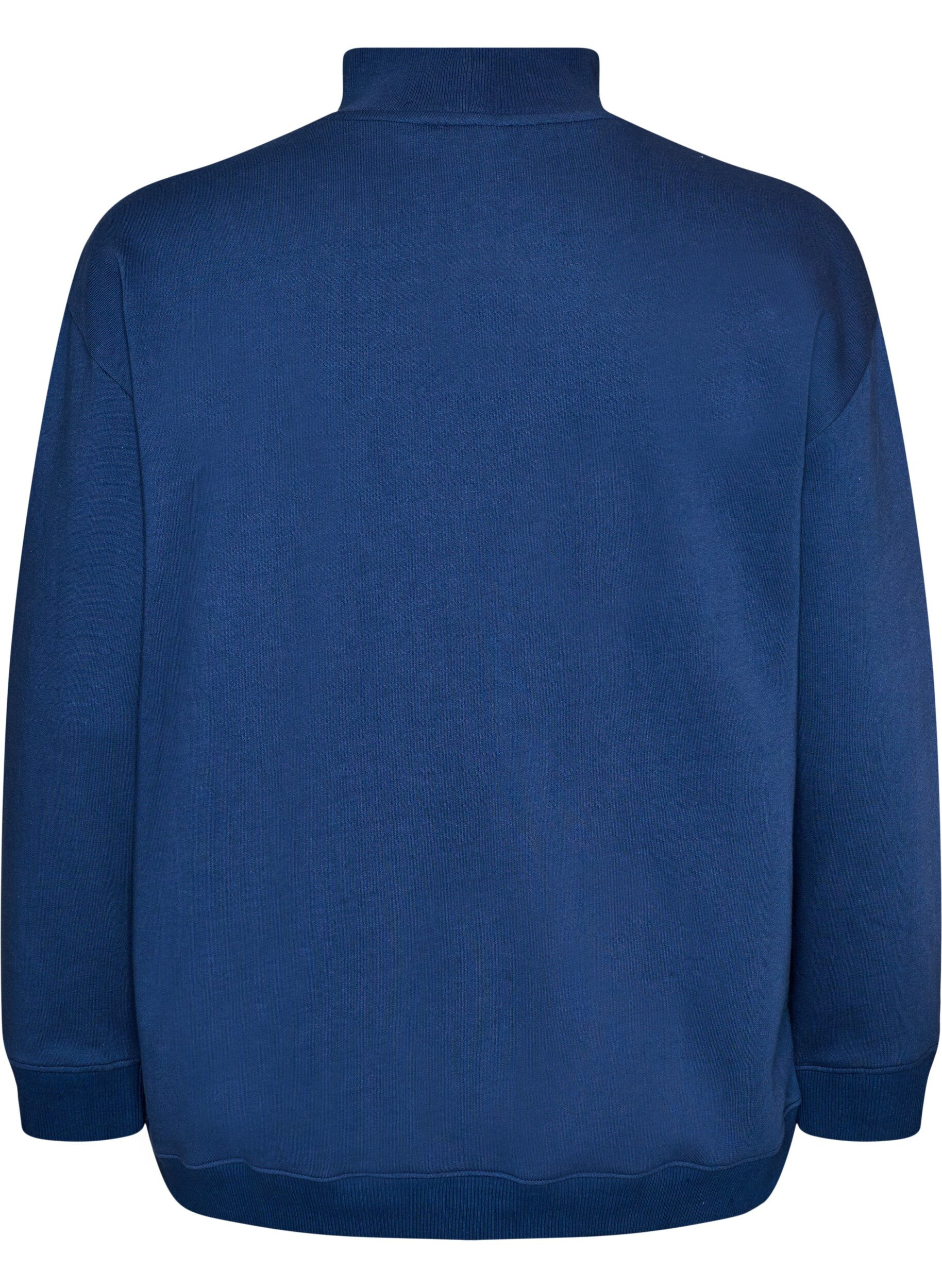 ZizzifashionSweatshirt with a high neck and sporty front motif, Blue, Packshot image number 1