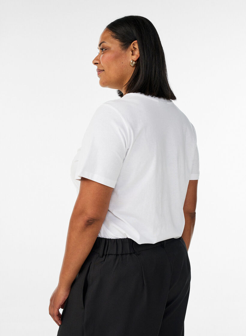 Cotton T-shirt with print, White, Model image number 2