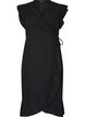 Wrap dress in cotton muslin with ruffles, Black, Packshot image number 0