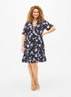 Floral wrap dress with short sleeves, Black, Model image number 1
