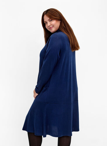 Jersey dress with high neck and pockets, Dress Blues Mel., Model image number 1