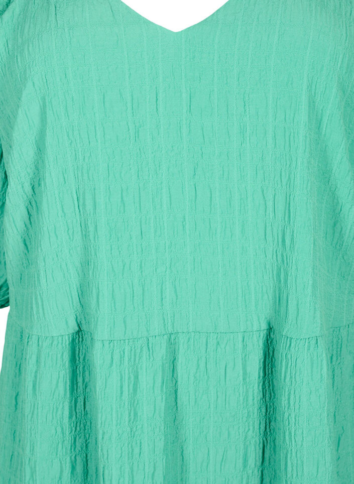 A-shaped short dress with a V-neck, Deep Mint, Packshot image number 2