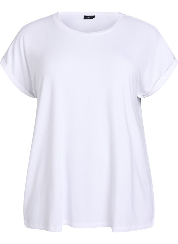 Loose t-shirt with round neck, White, Packshot image number 0