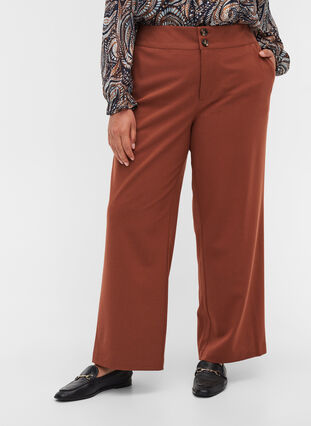 Classic trousers with button fastening and pockets, Tortoise Shell, Model image number 2