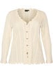 Cardigan with eyelet embroidery and wavy edges, Vanilla, Packshot image number 0
