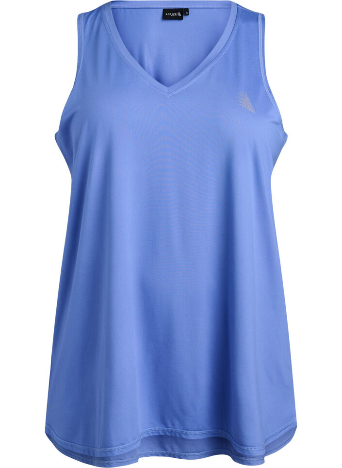 Sports top with V-neck, Blue, Packshot image number 0