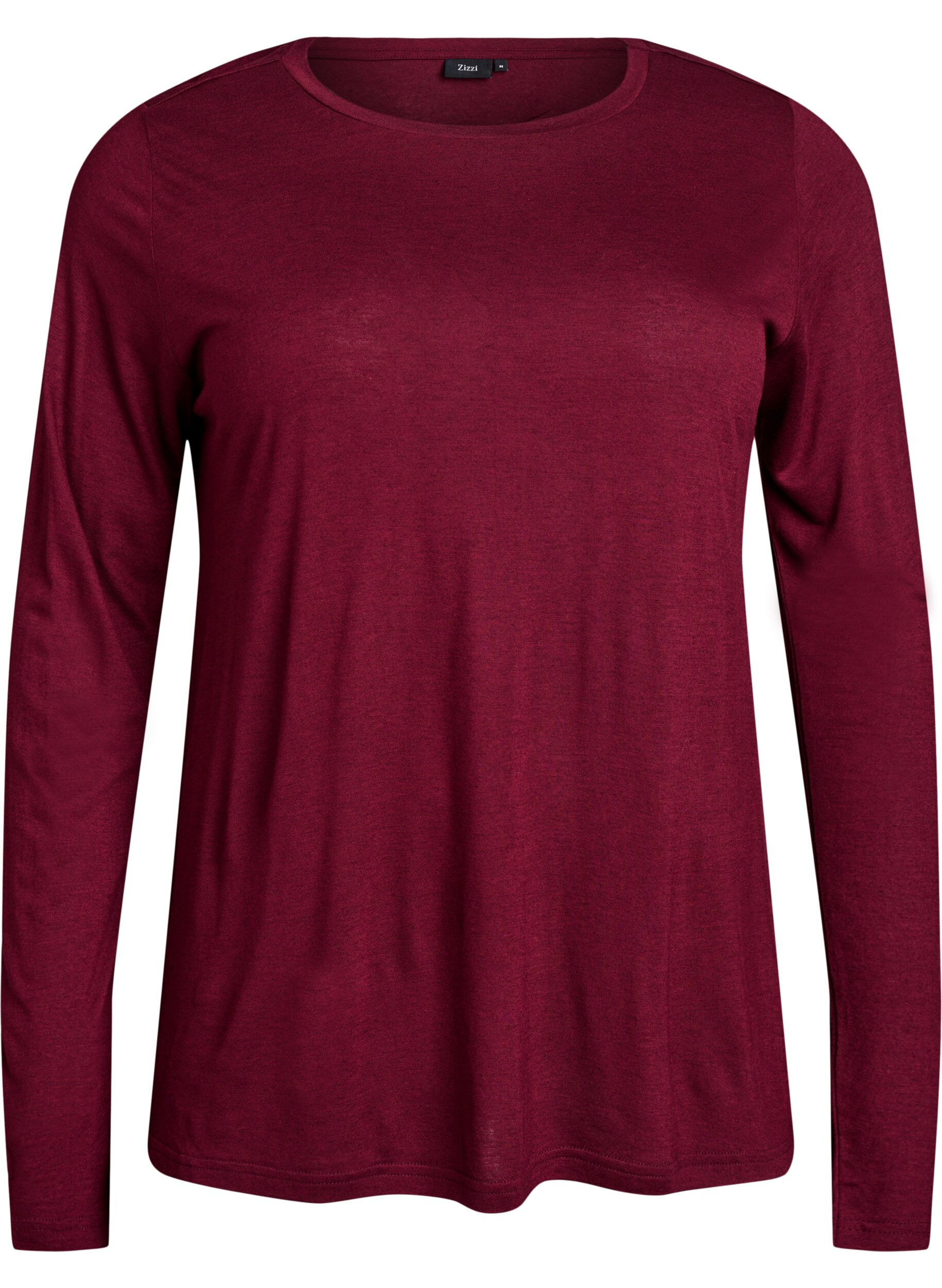 ZizzifashionLong-sleeved blouse in wool and viscose, Dark Bordeaux, Packshot image number 0