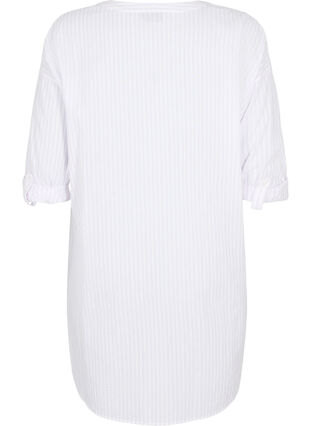Striped tunic with v neck and buttons, Lavender Stripe, Packshot image number 1