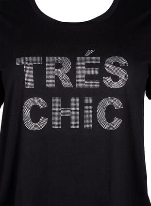 T-shirt in organic cotton with studs , Black W. TRÉS, Packshot image number 2